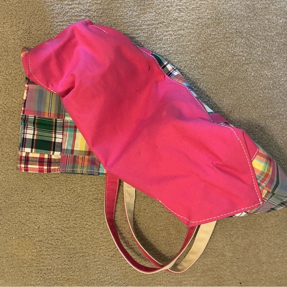 Vintage L.L. Bean Boat and tote large pink madras - Picture 4 of 4